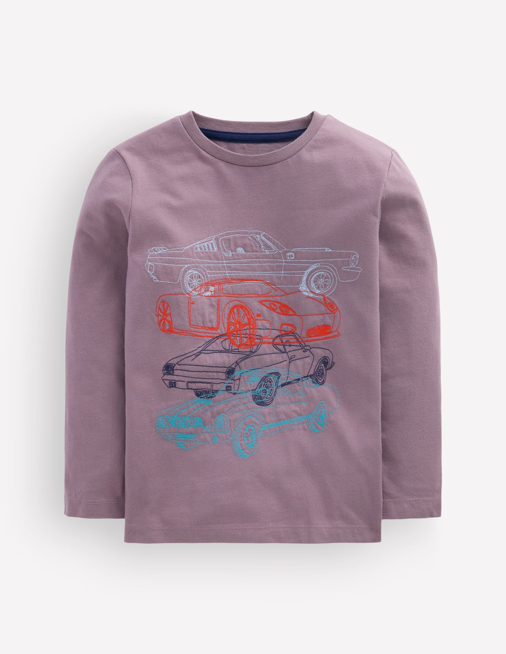 Langarmshirt mit Superstitch-Stapel-Design-GRAU COOLE AUTOS-1