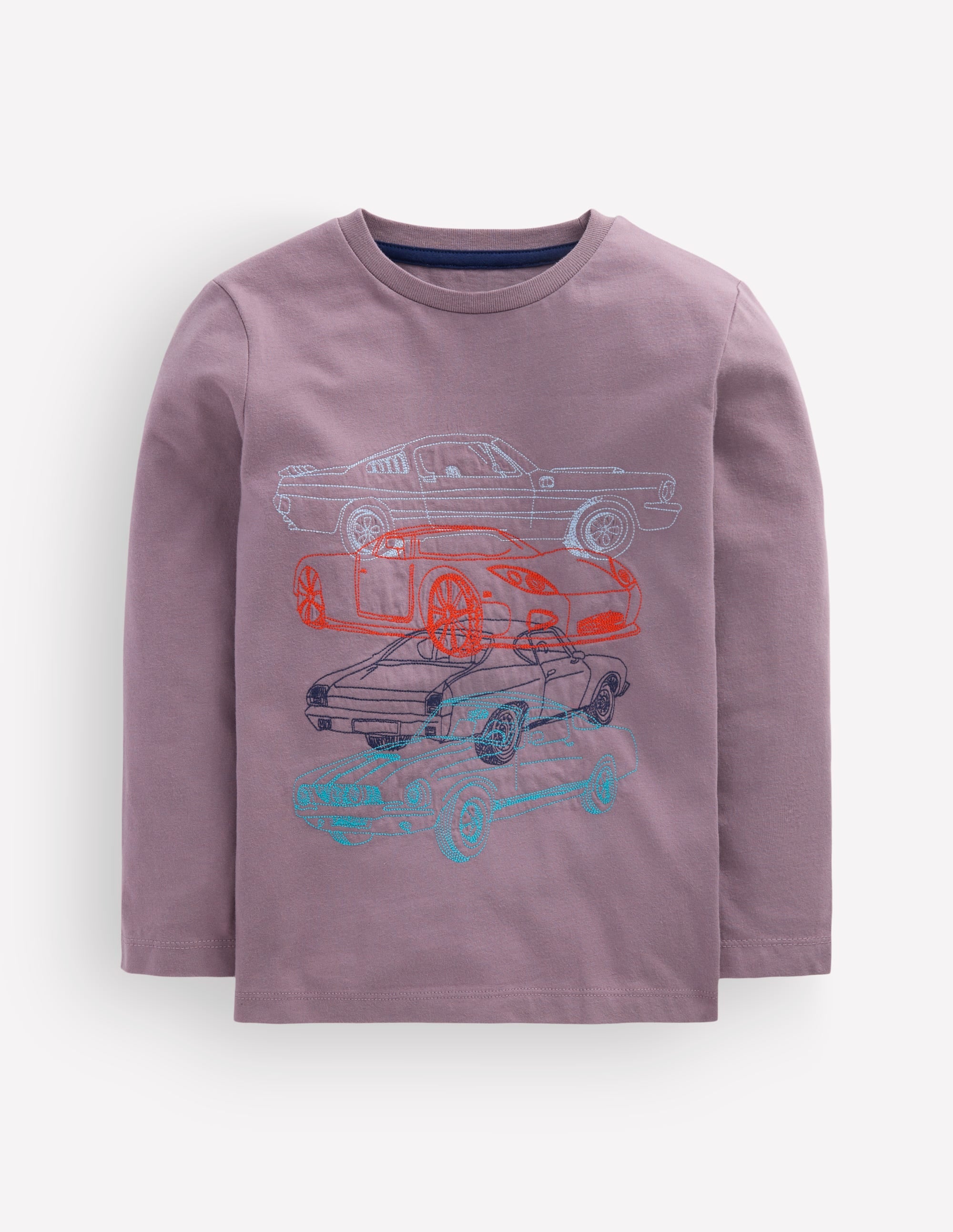 Langarmshirt mit Superstitch-Stapel-Design-GRAU COOLE AUTOS - Image 1