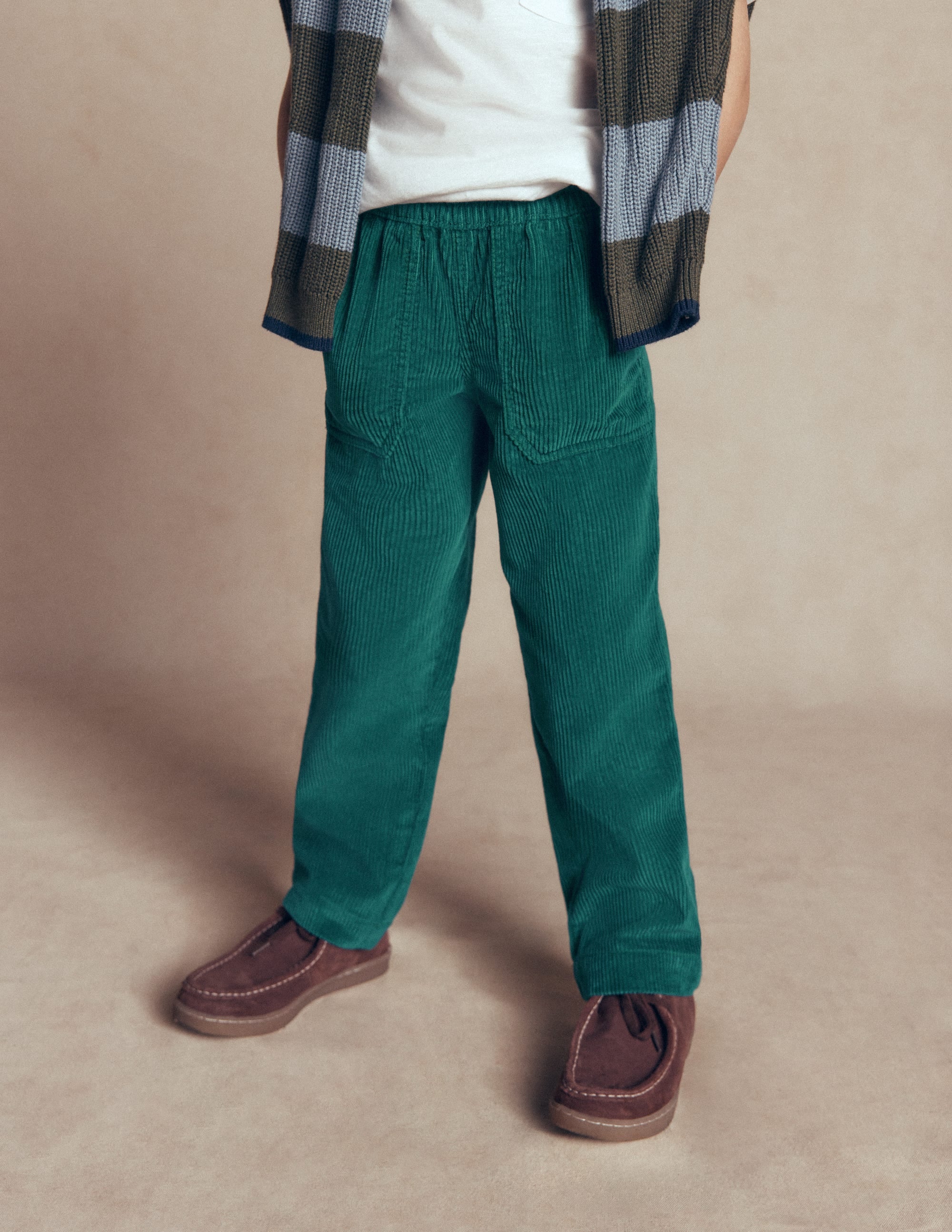 Pull-on Cord Trousers-MALLARD GREEN - Image 2