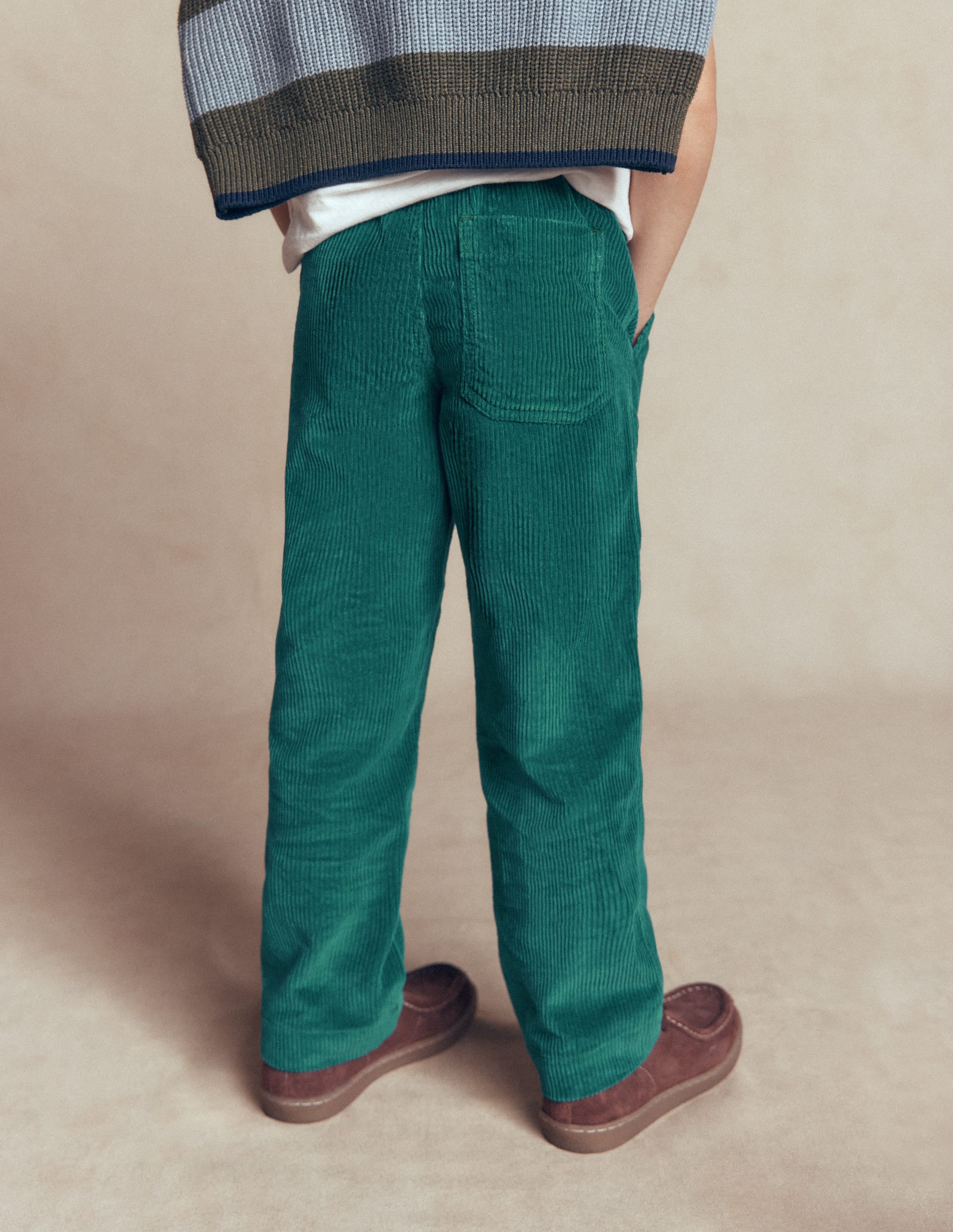 Pull-on Cord Trousers-MALLARD GREEN - Image 3