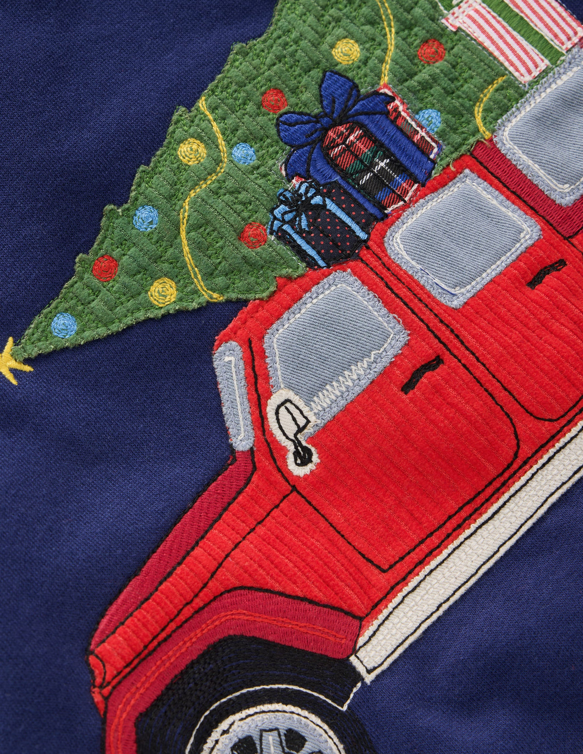 Sweatshirt mit Applikation-Schuluniform-Marineblau, Weihnachtsauto - Image 3
