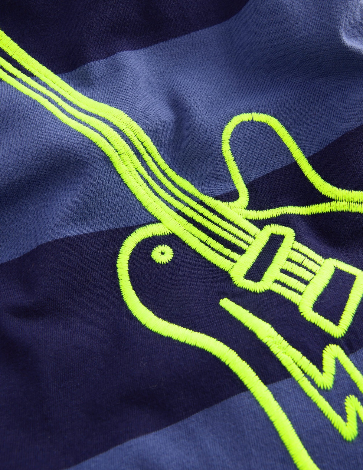 Striped Stitch Detail T-Shirt-Blue Stripe, Guitar - Image 3