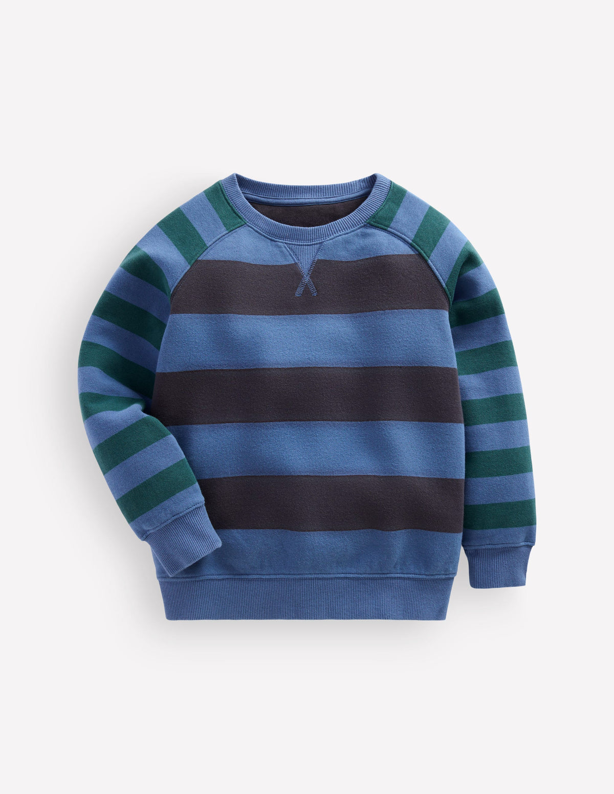 Raglanpullover mit Color Blocking-Blau Streifen - Image 2