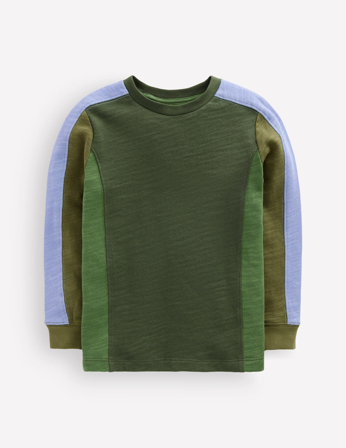 Mittelschweres Langarmshirt mit Color Blocking-Braunschweigisches Grün Color Blocking-1