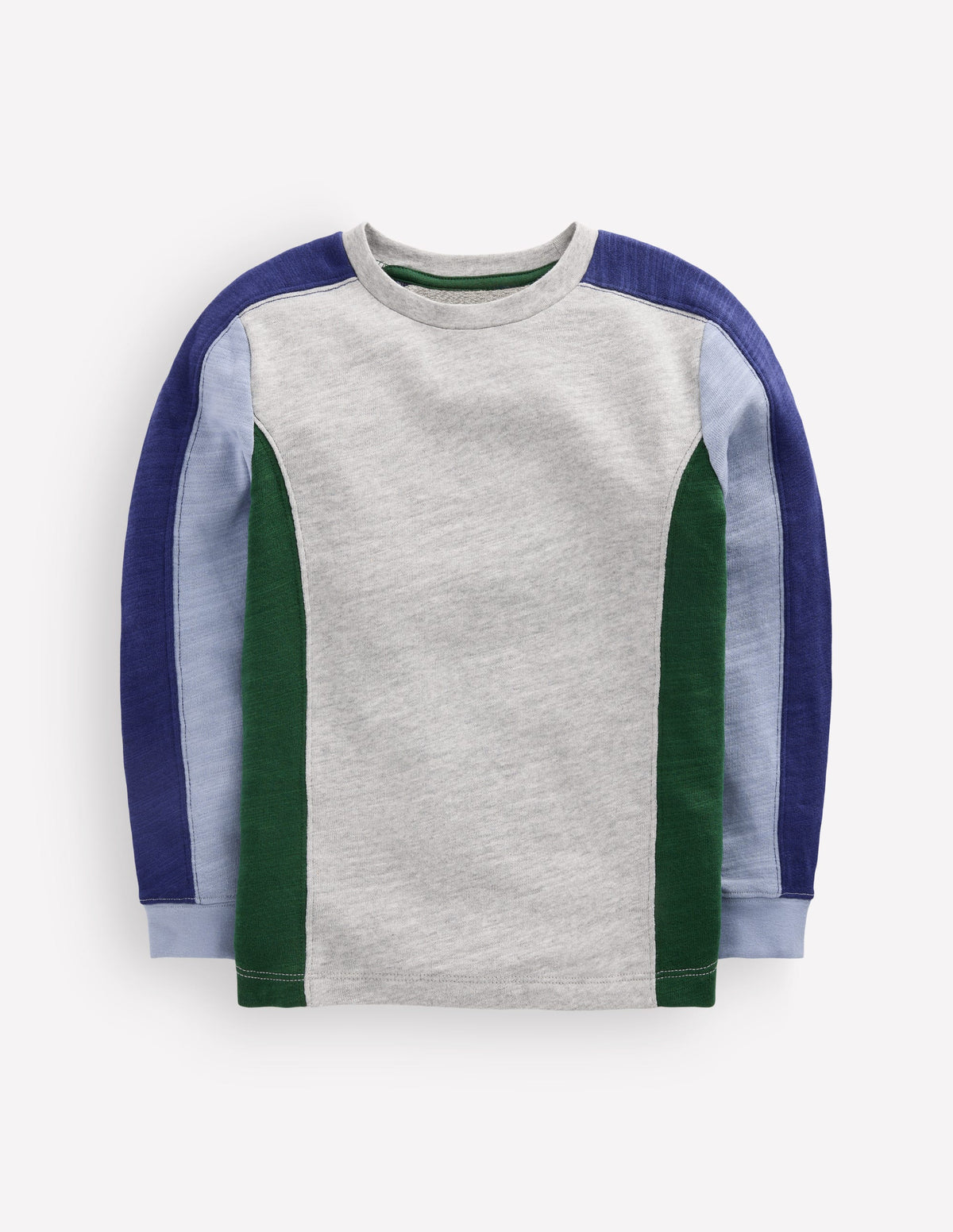 Colourblock Mid-weight T-Shirt-Grey Marl Colourblock-1