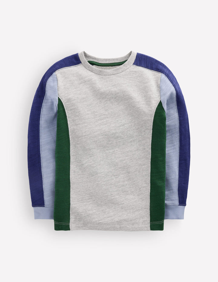 T-shirt semi-épais colourblock-Colourblock gris chiné