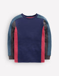 Mittelschweres Langarmshirt mit Color Blocking-College Marineblau Blockfarben