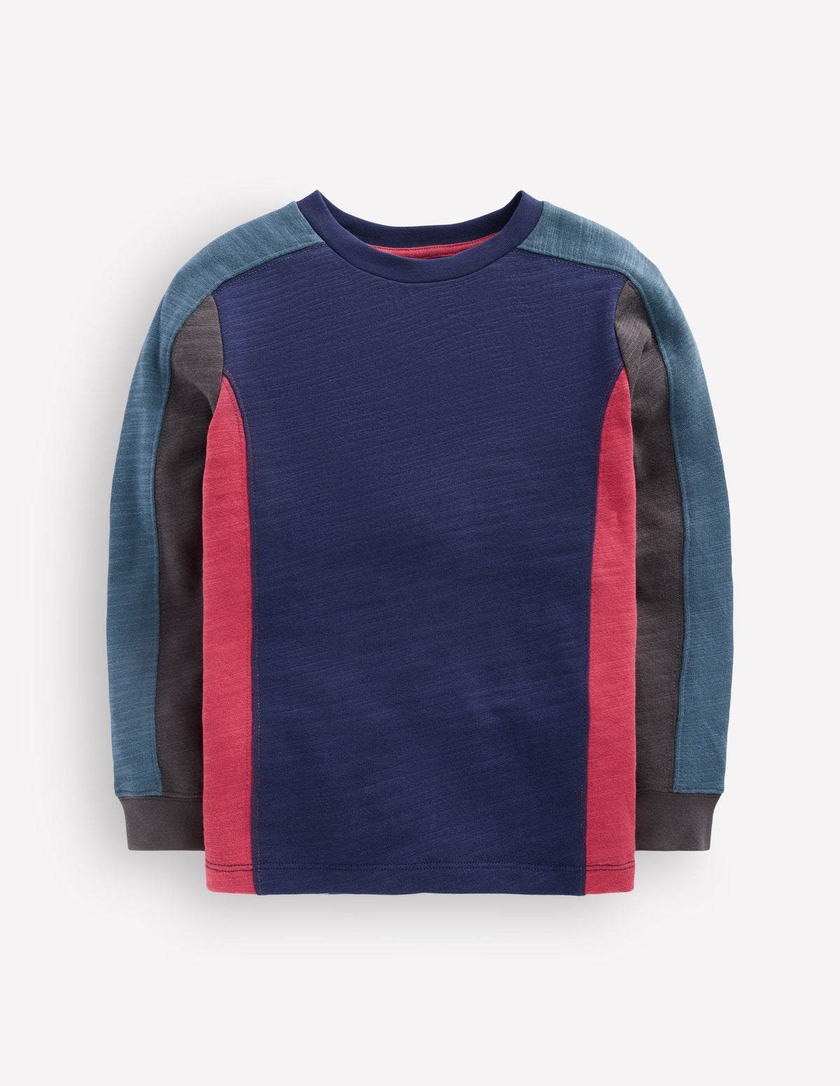 Mittelschweres Langarmshirt mit Color Blocking-College Marineblau Blockfarben - Image 1