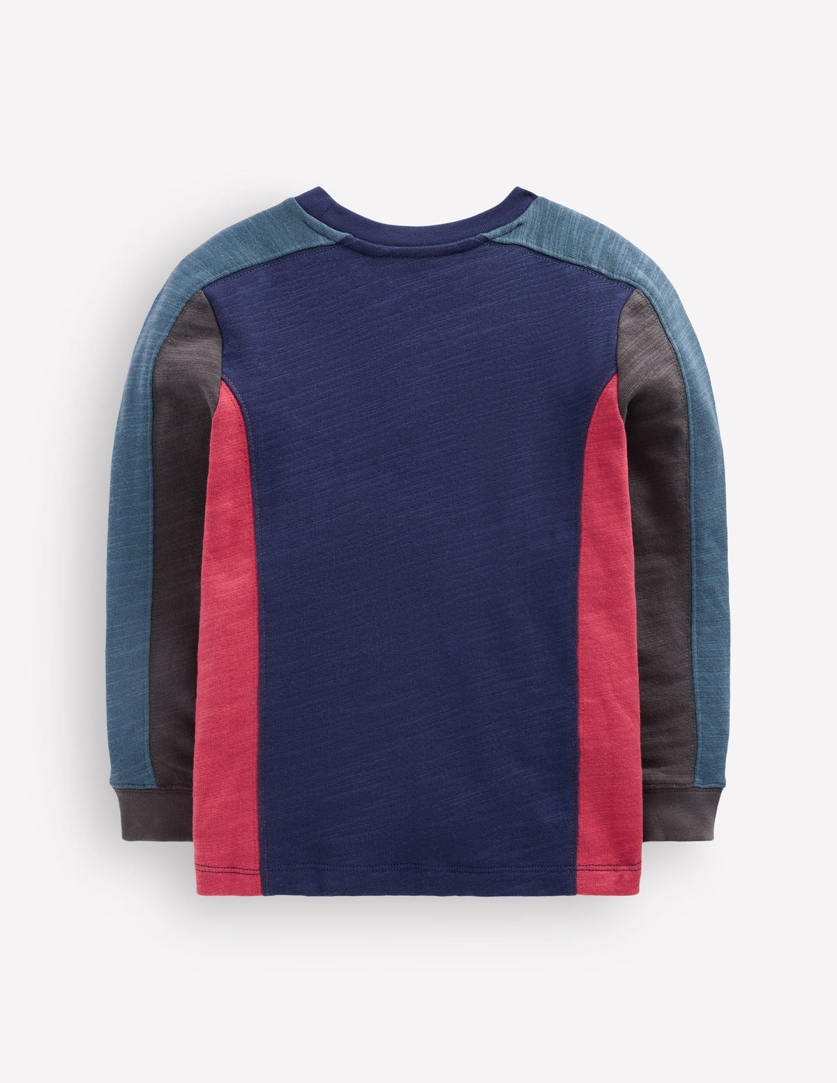 Mittelschweres Langarmshirt mit Color Blocking-College Marineblau Blockfarben-2