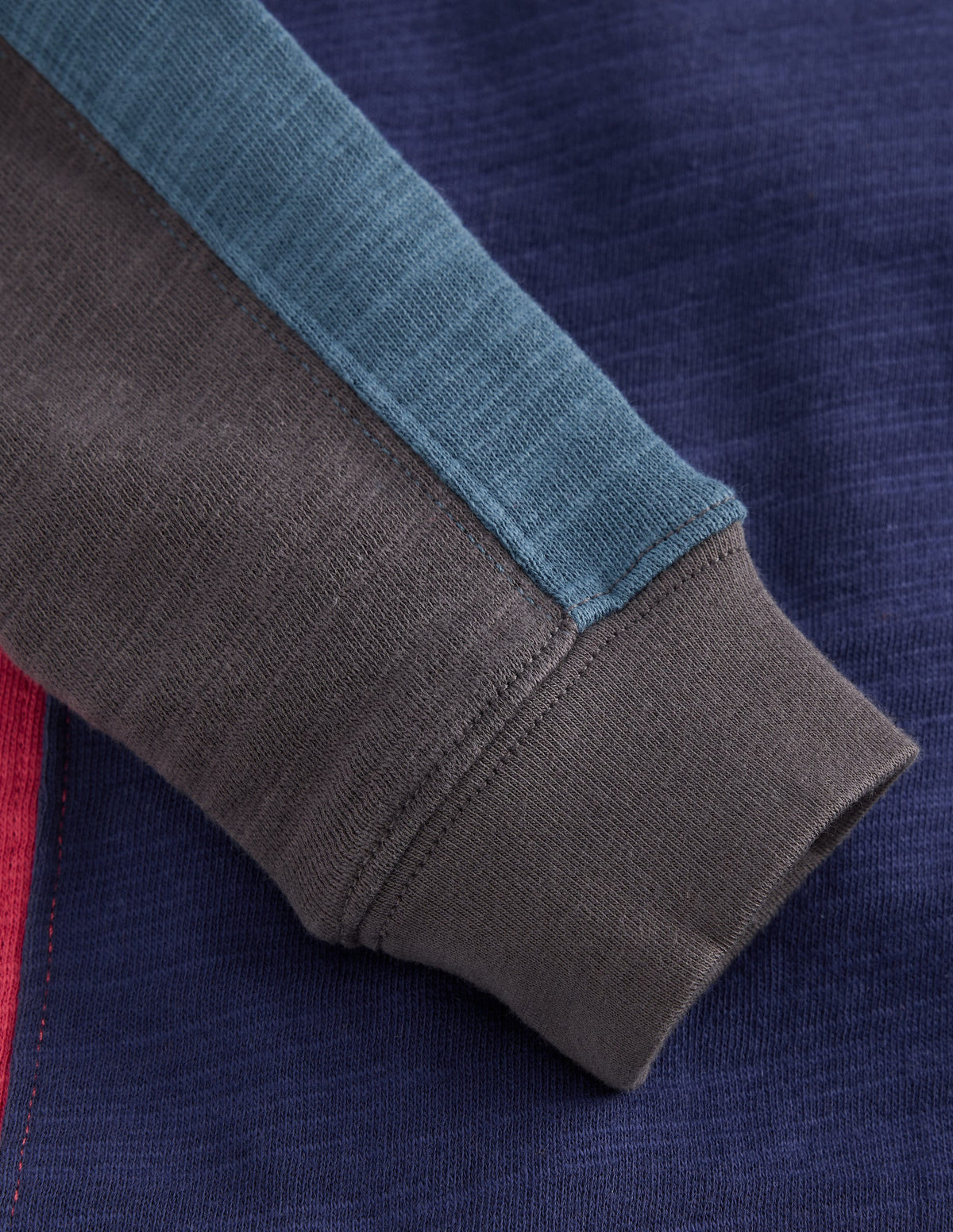 Mittelschweres Langarmshirt mit Color Blocking-College Marineblau Blockfarben - Image 3