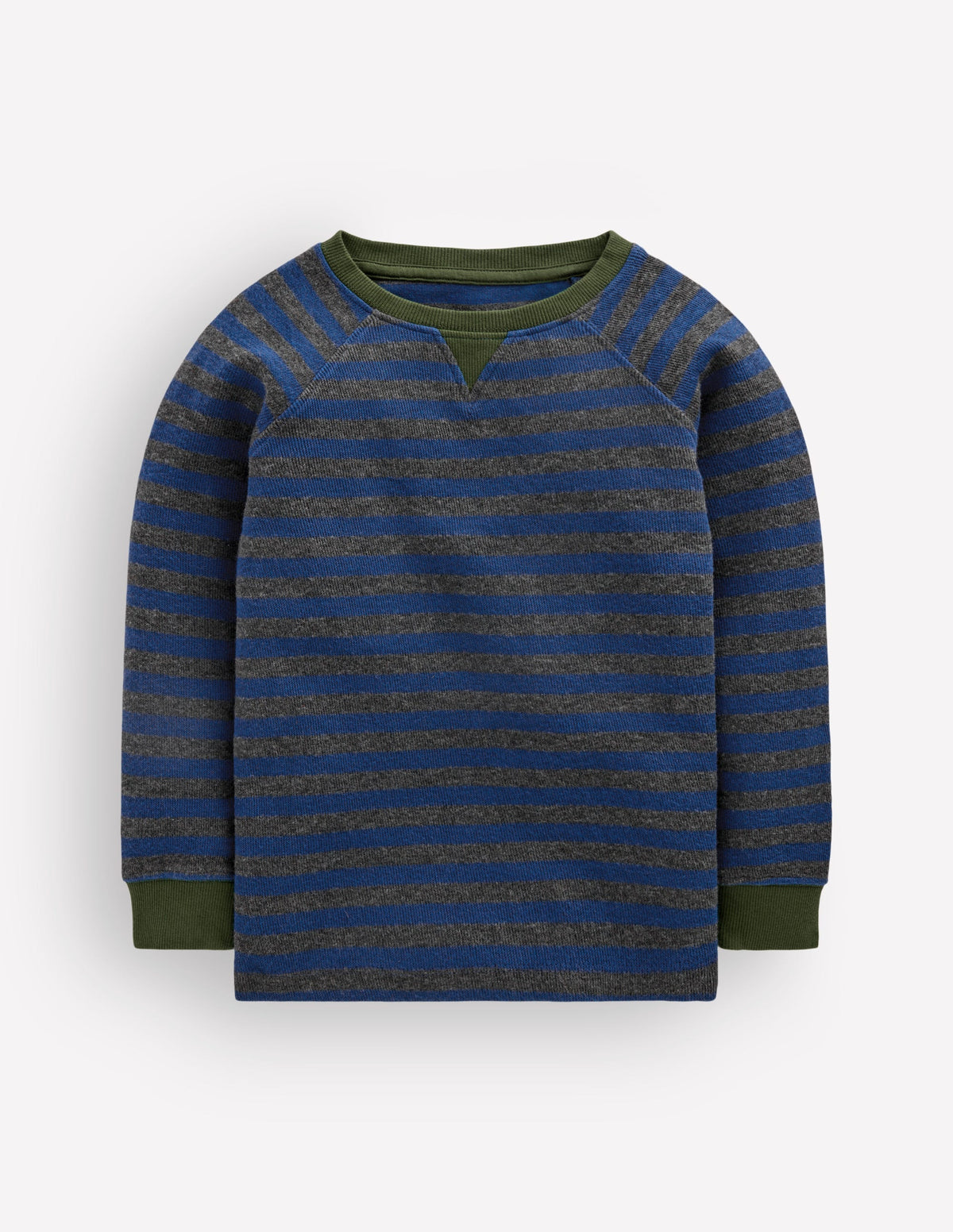 Gemütlicher, texturierter Raglanpullover-Denim-Blau/Anthrazit Meliert-1