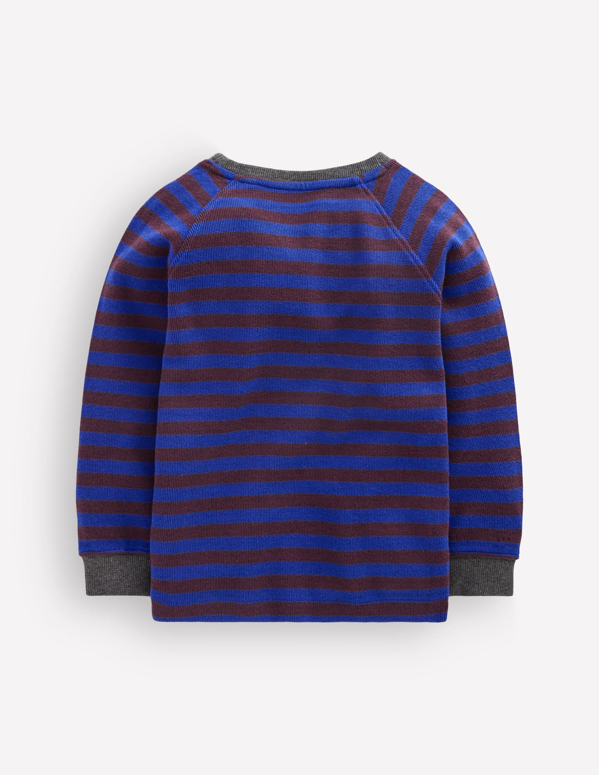 Gemütlicher, texturierter Raglanpullover-Leuchtendes Blau/Schokoladenbraun - Image 2