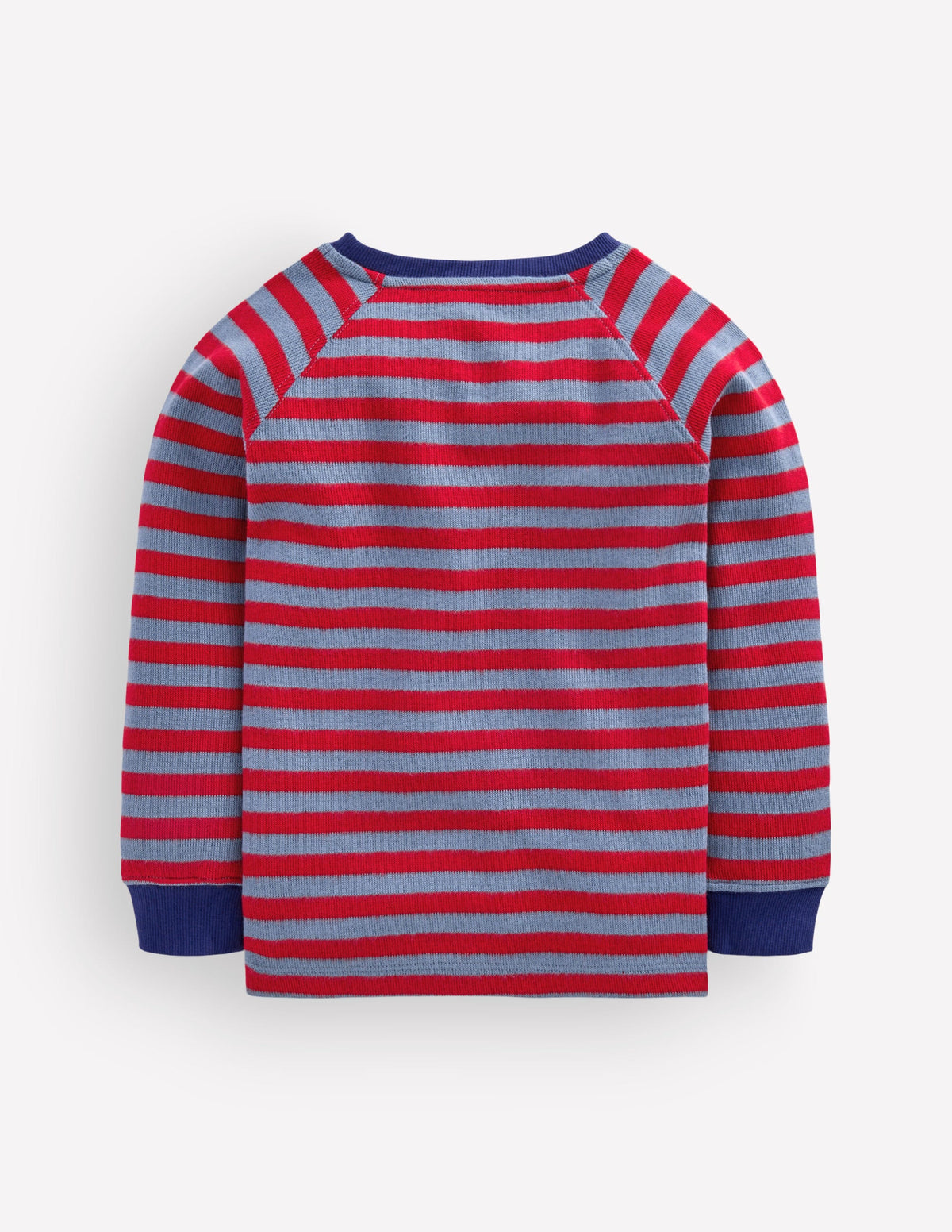Gemütlicher, texturierter Raglanpullover-Französischer Denim/Edelsteinrot-2