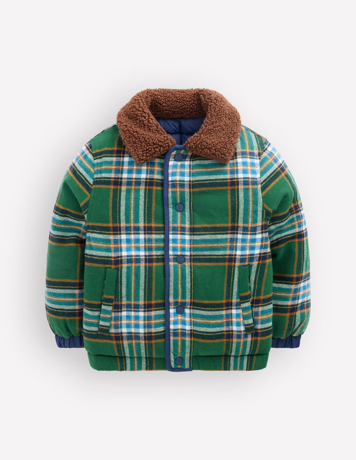 Wendbare Steppjacke-Grün Kariert & Braunschweigisches Grün