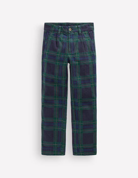 Elegante Hose mit Karomuster-Marineblau, Grün und Blau