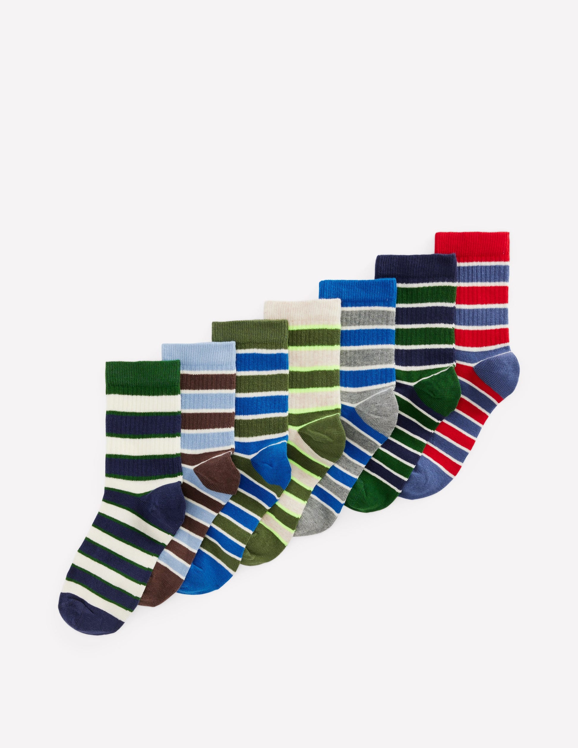 7 Pack Ribbed Socks-Multi Stripes-1