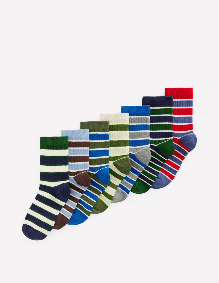 Rippstrick-Socken im 7er-Pack-Bunt Gestreift