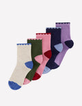 Girls Fun Trim Socks 5 Pack-Fun Shaped Trims