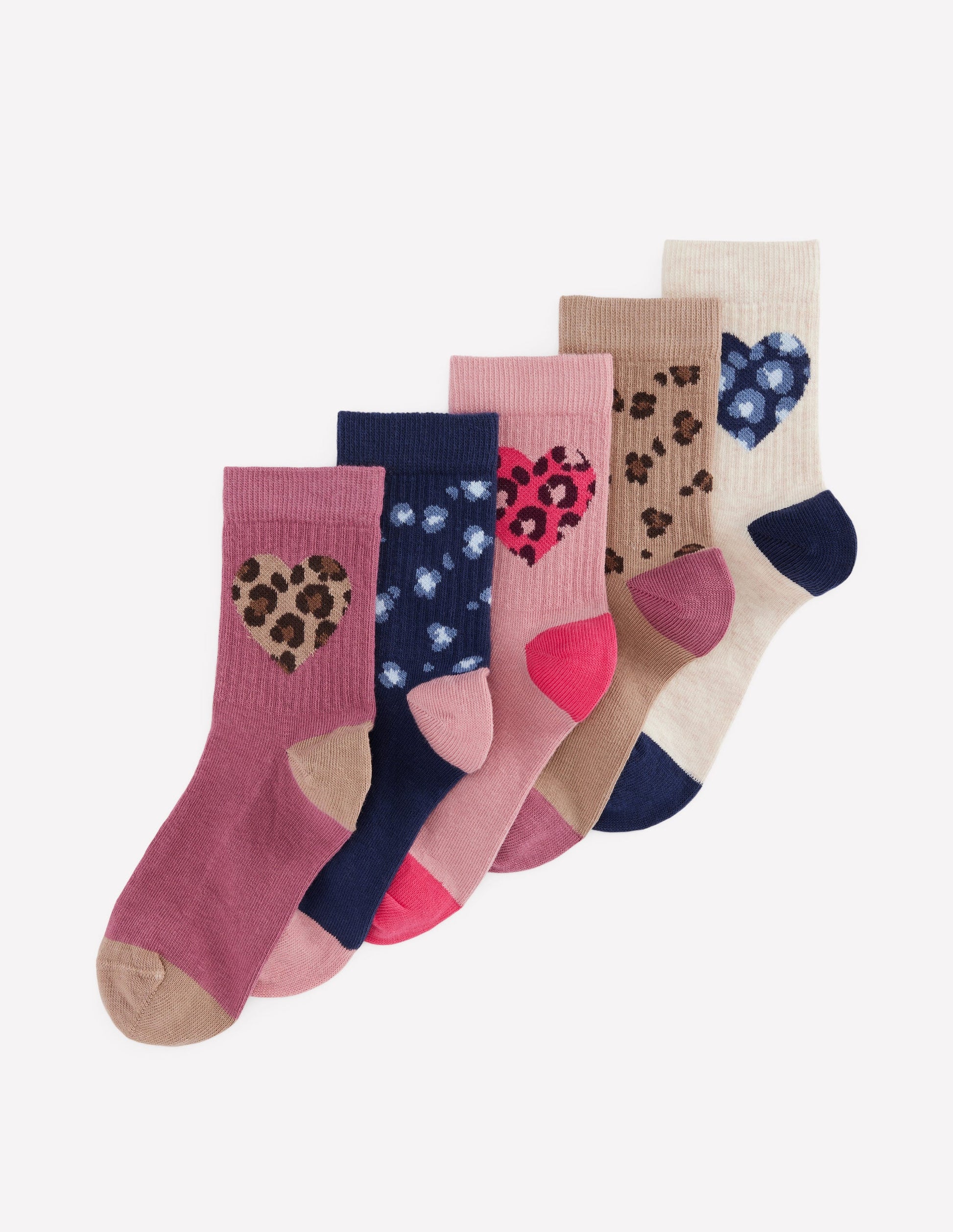Girls 5-Pack Socks-Leopard-1