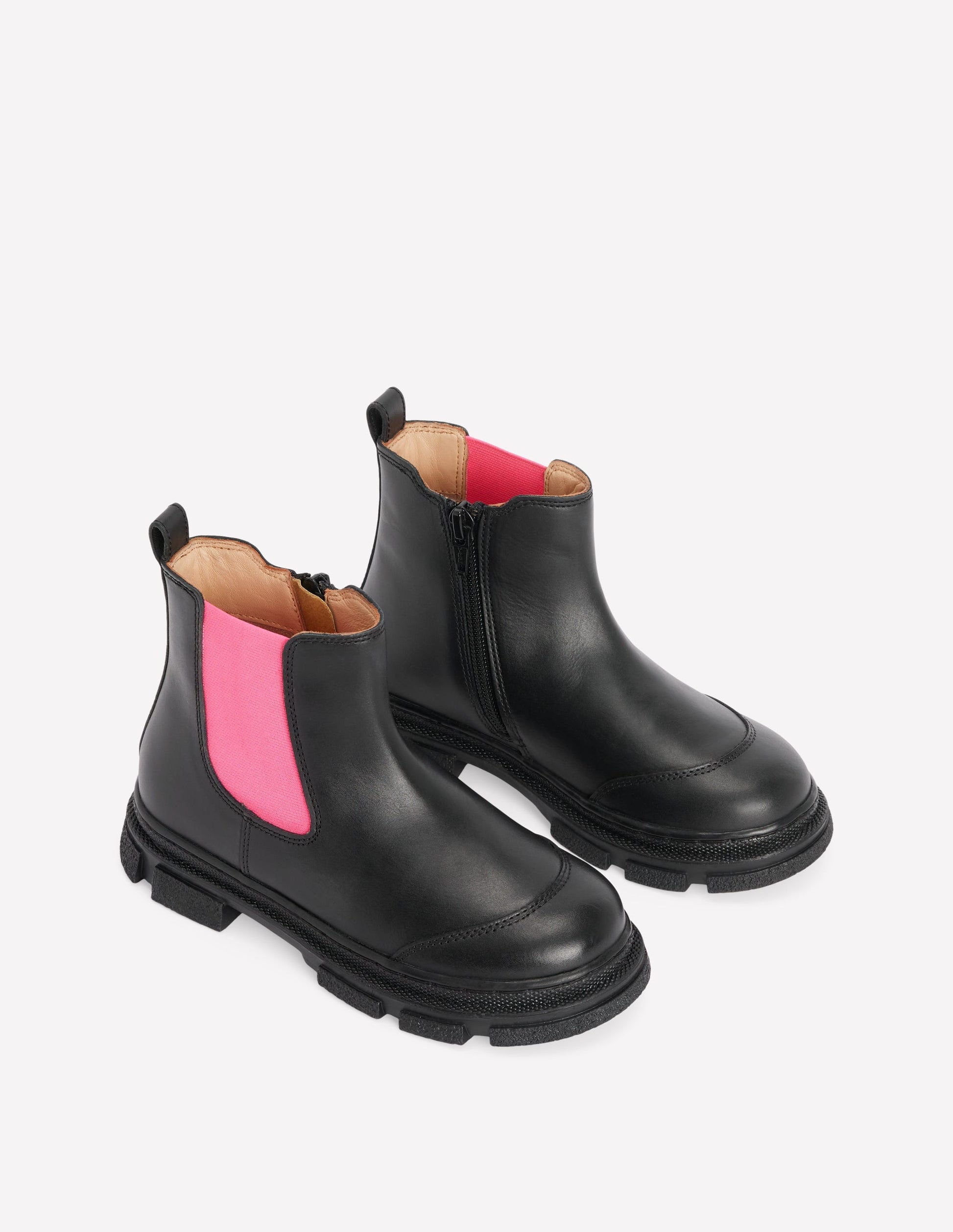 Chelsea-Stiefel mit breiter Sohle-Schwarz und Festivalrosa-2