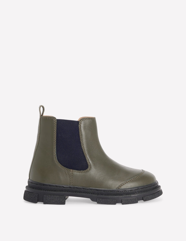 Chelsea-Stiefel mit breiter Sohle-Khaki
