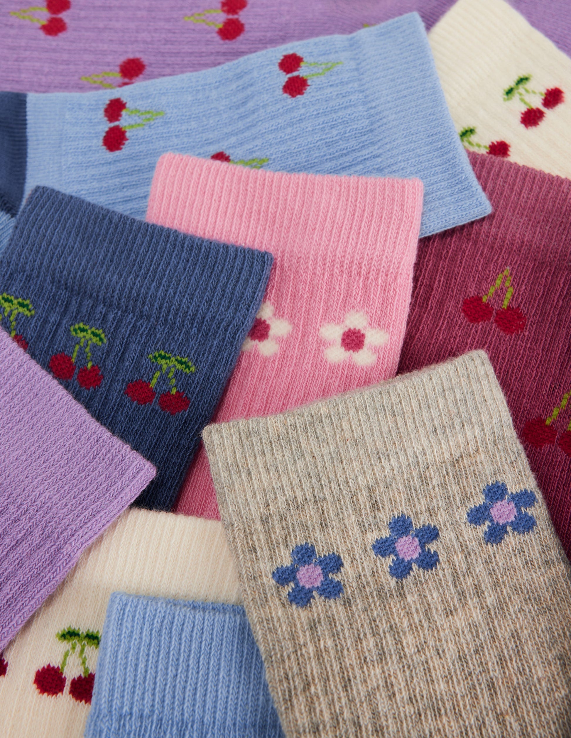 Rippstrick-Socken im 7er-Pack (Mädchen)-Originelle Kirschen-2