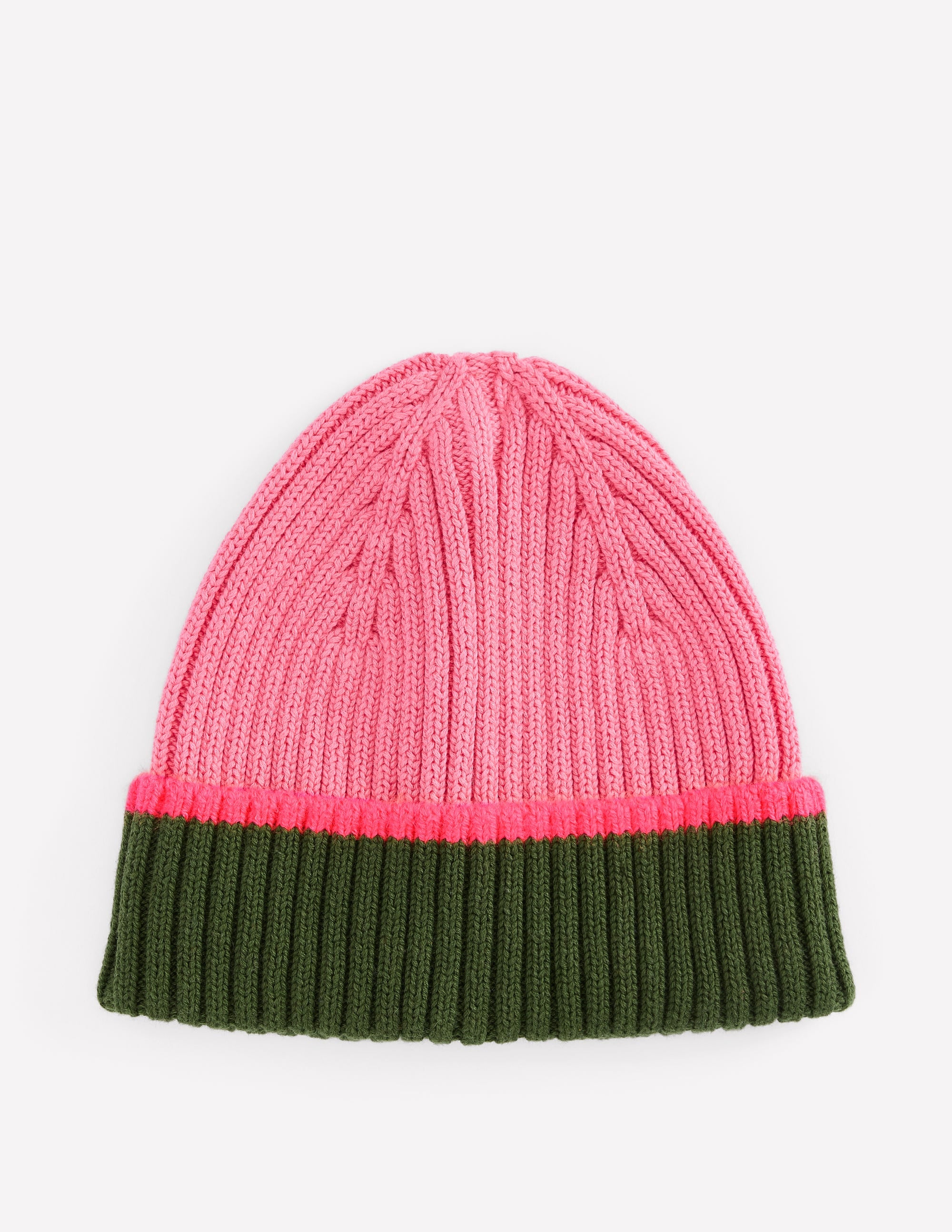 Gerippte Baumwollmütze für Mädchen-Rosa Blockfarben - Image 1