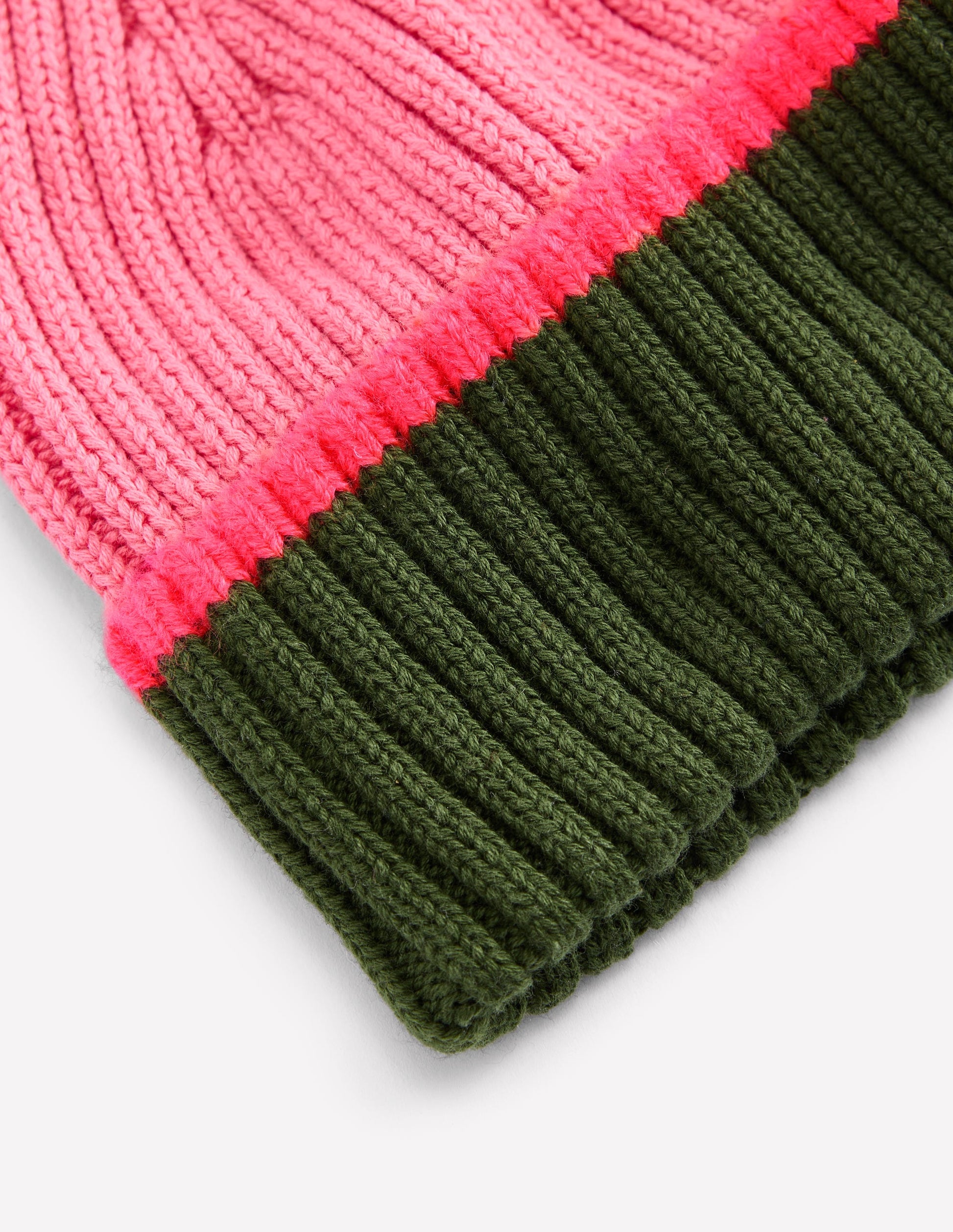 Gerippte Baumwollmütze für Mädchen-Rosa Blockfarben-2