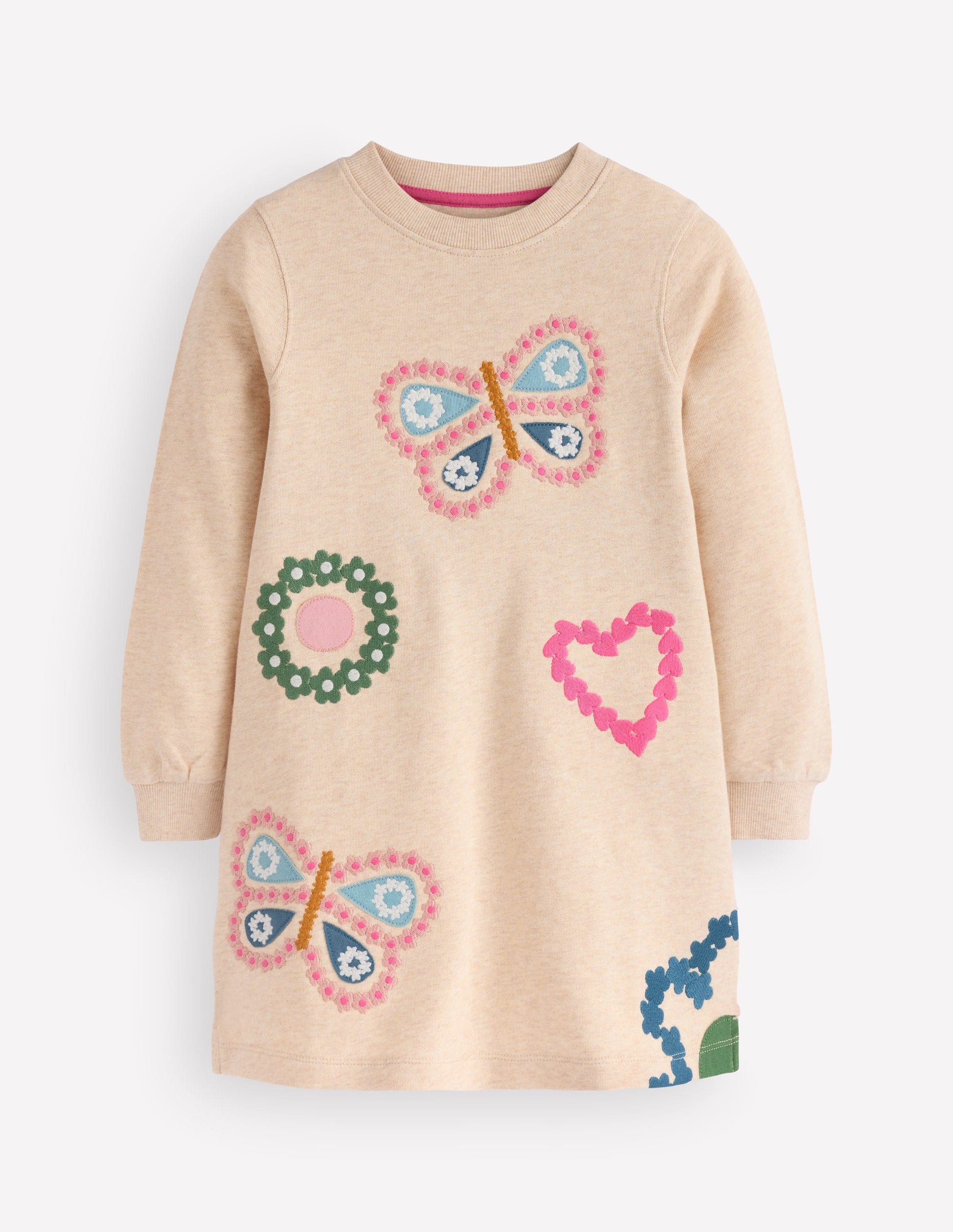 Robe-sweat Ida à appliqué-Papillons avoine-2