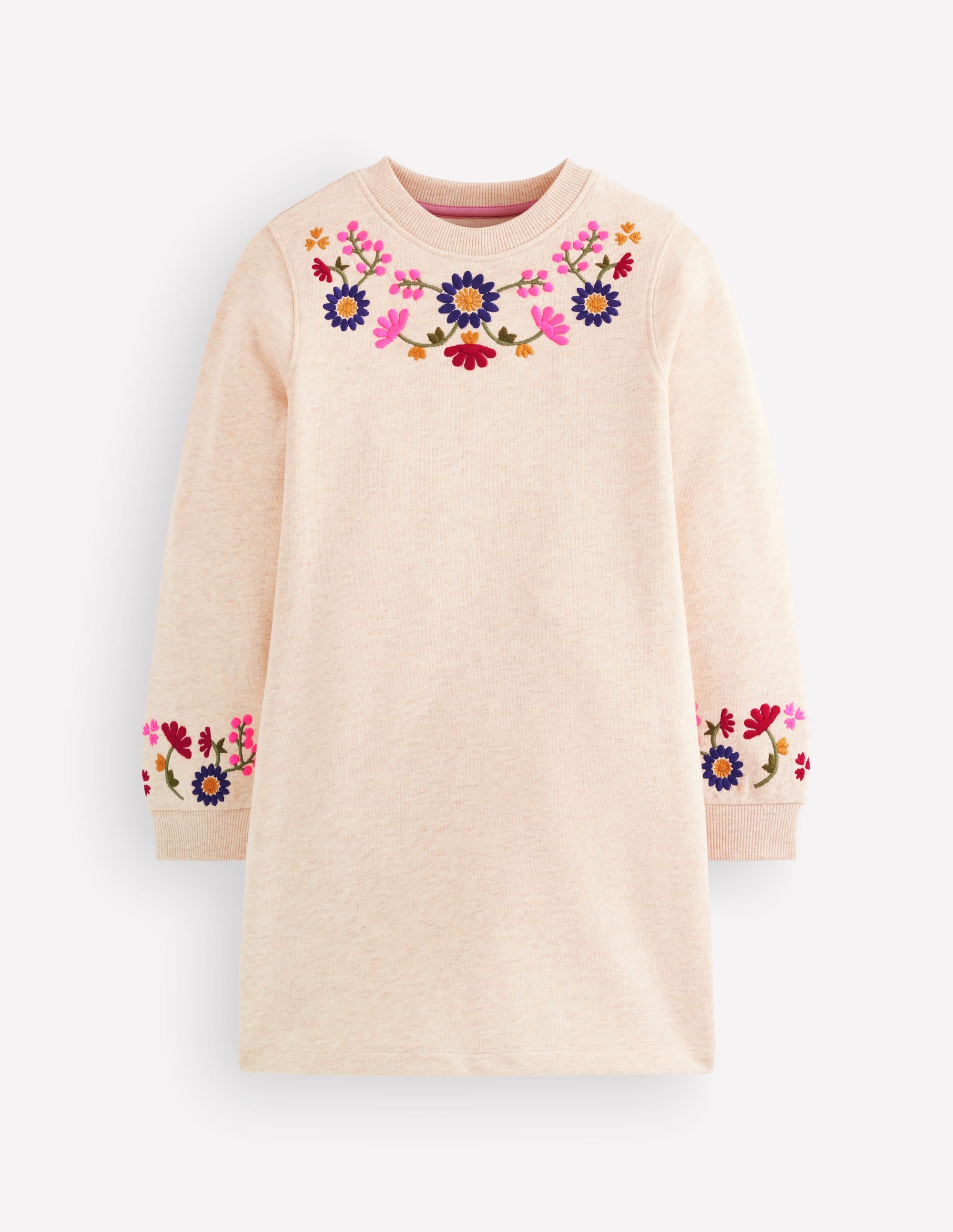 Ida Sweatshirtkleid mit Applikation-Haferbeige Blumenmuster Stickerei - Image 1