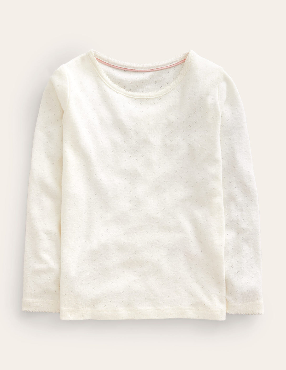 Long Sleeve Pointelle Top-Soft Ivory - Image 1