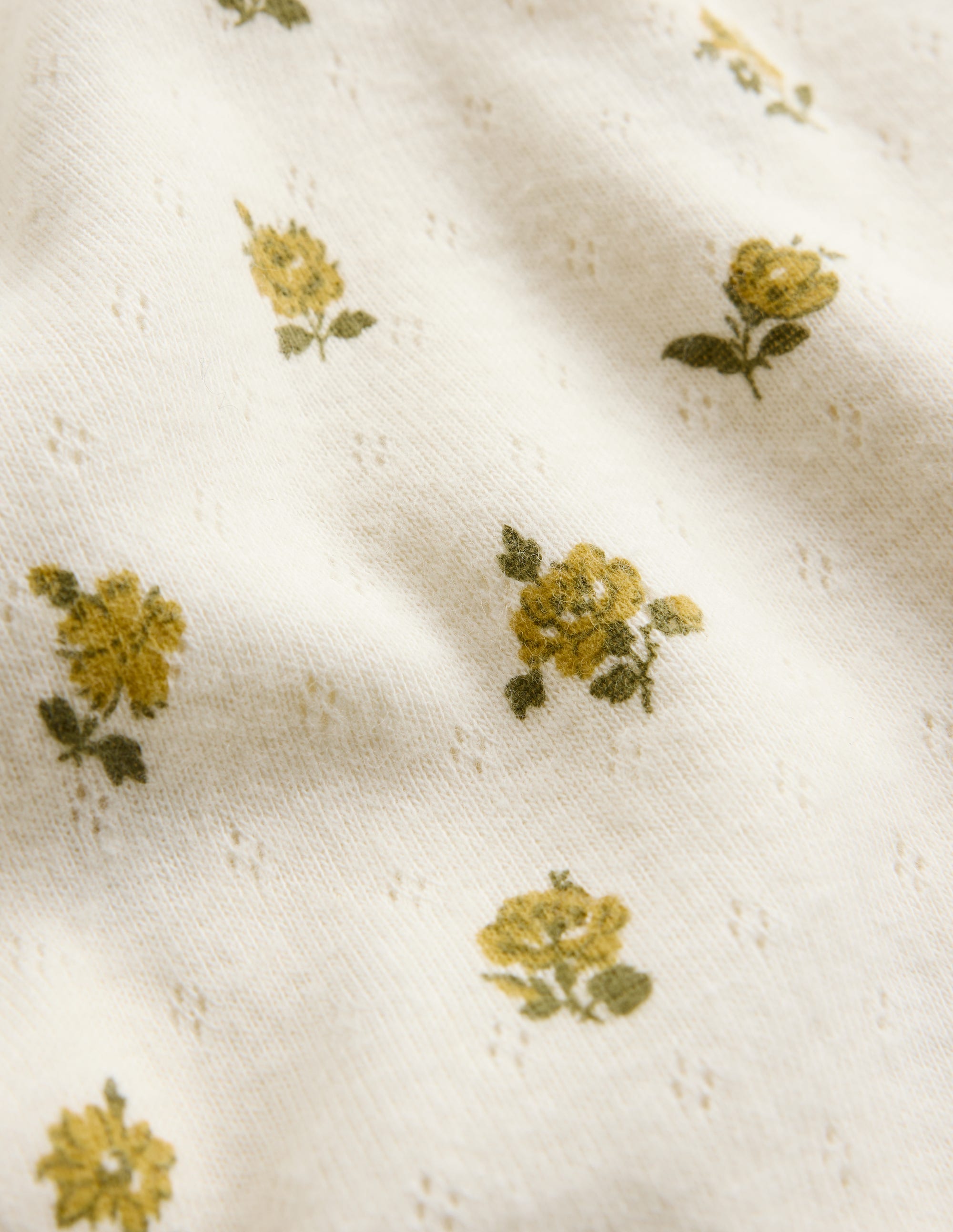 Langärmeliges Oberteil mit Pointelle-Muster-Gelb Kleines Blumenmuster - Image 3