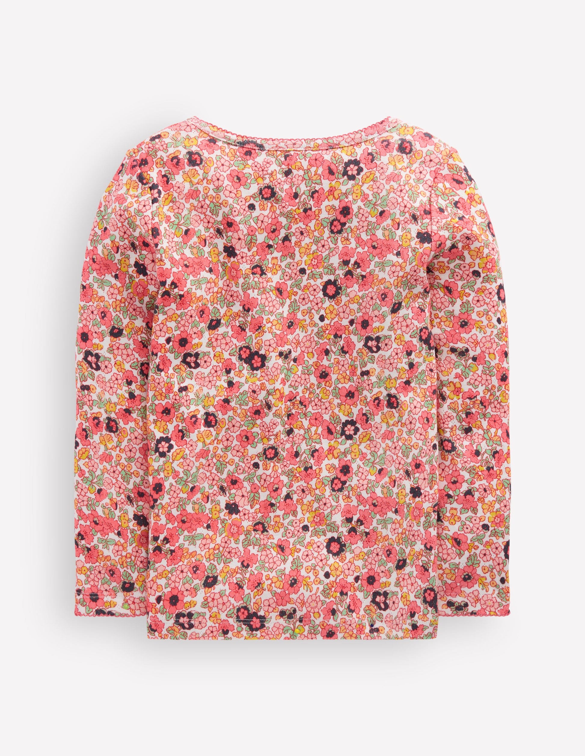 Langärmeliges Oberteil mit Pointelle-Muster-Pink Geblümt-2