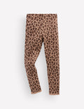 Gerippte Leggings-Braun, Leopardenmuster