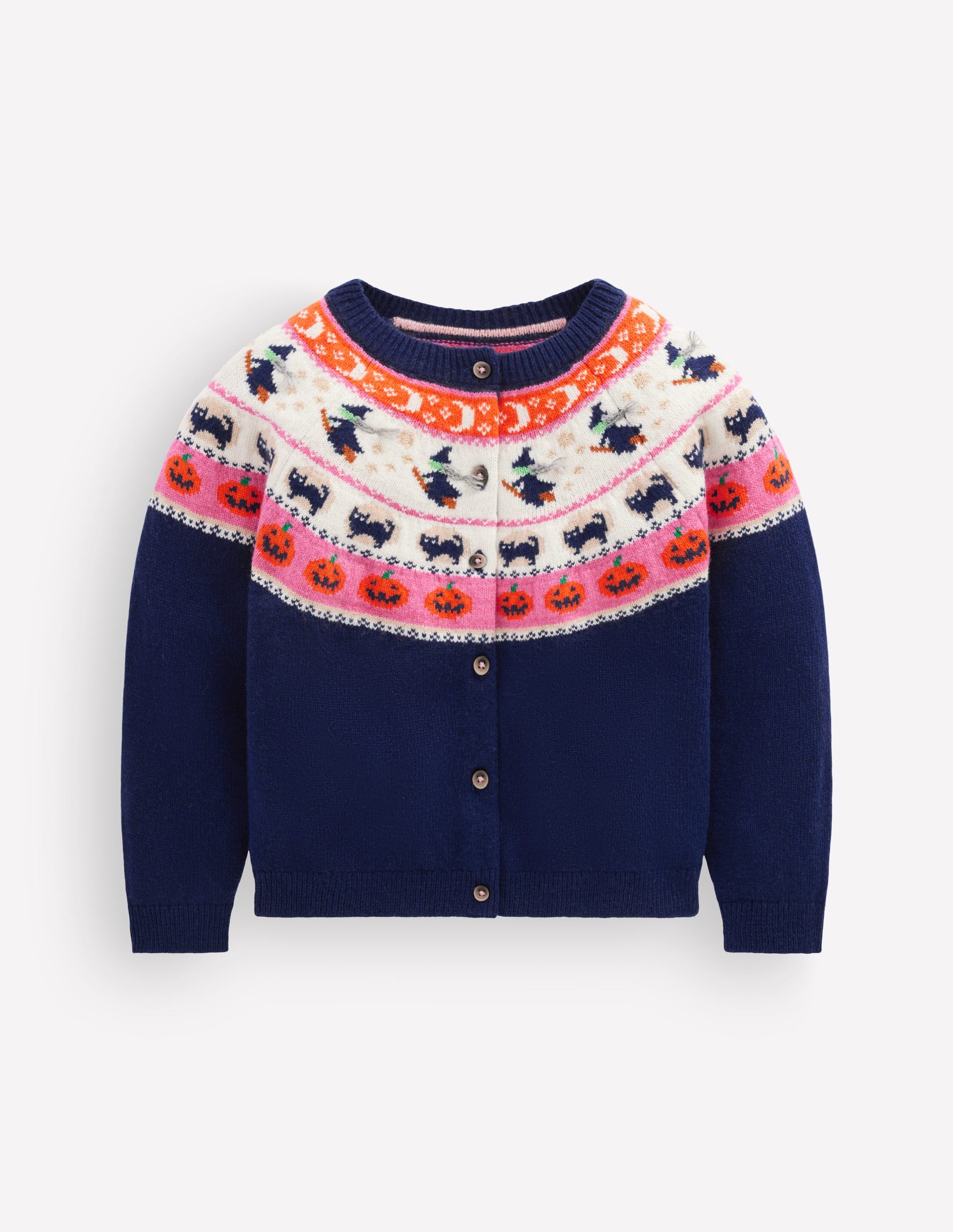 Edie Fair-Isle-Strickjacke-Schuluniform-Marineblau Halloween-4
