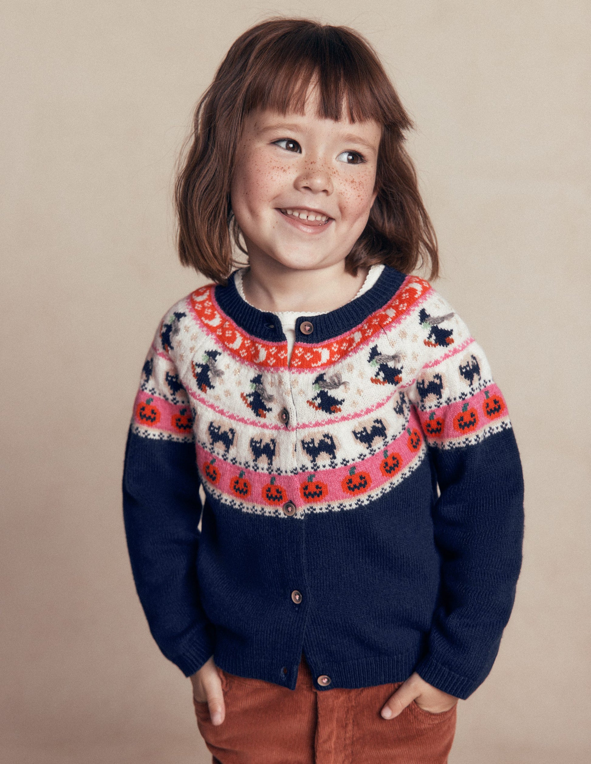 Edie Fair-Isle-Strickjacke-Schuluniform-Marineblau Halloween-1