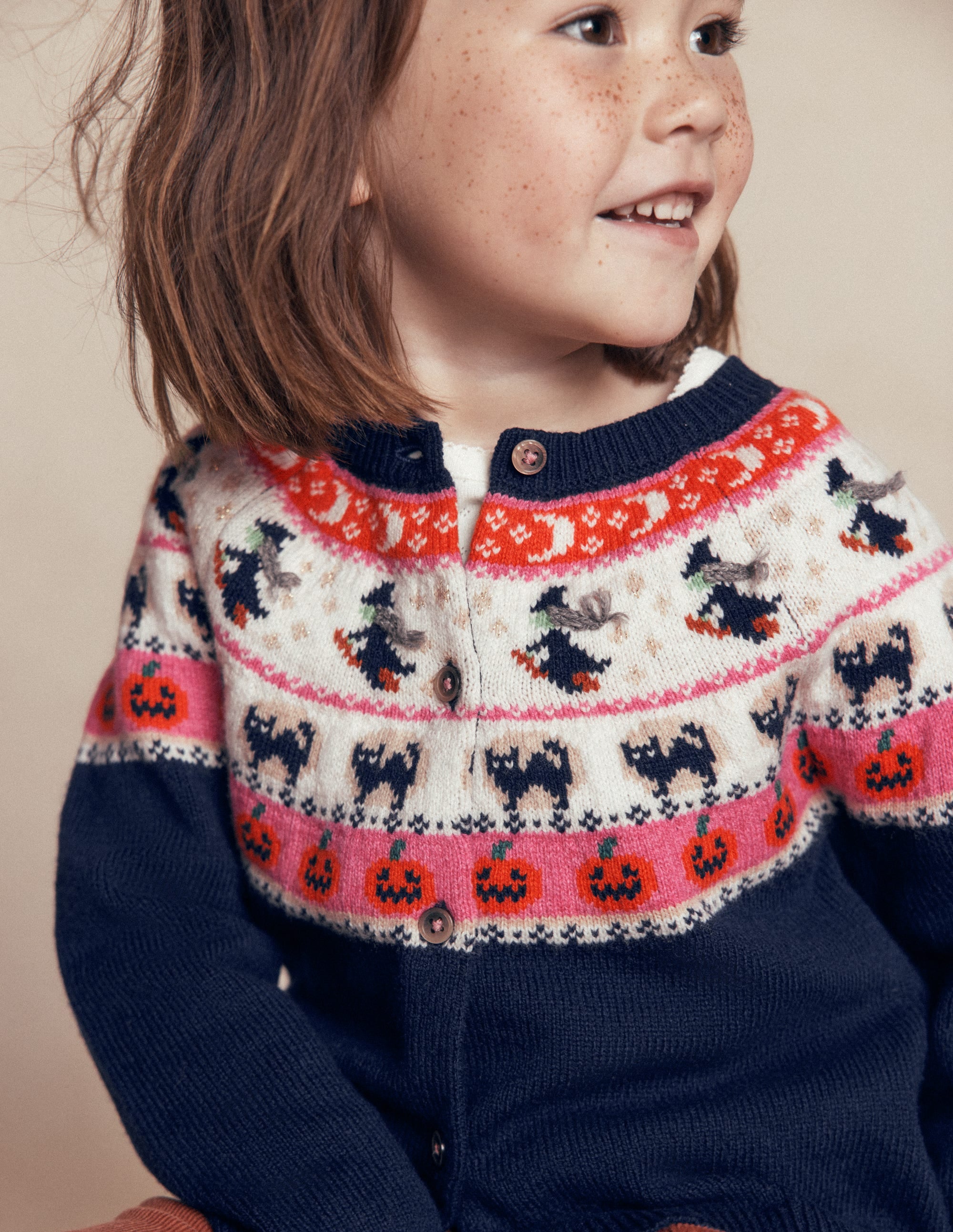 Edie Fair-Isle-Strickjacke-Schuluniform-Marineblau Halloween - Image 2