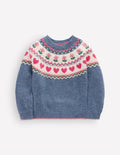 Eleanor Fair-Isle-Pullover-Blauhäher Meliert