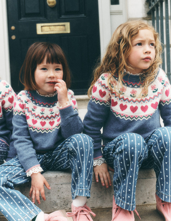 Eleanor Fair-Isle-Pullover-Blauhäher Meliert