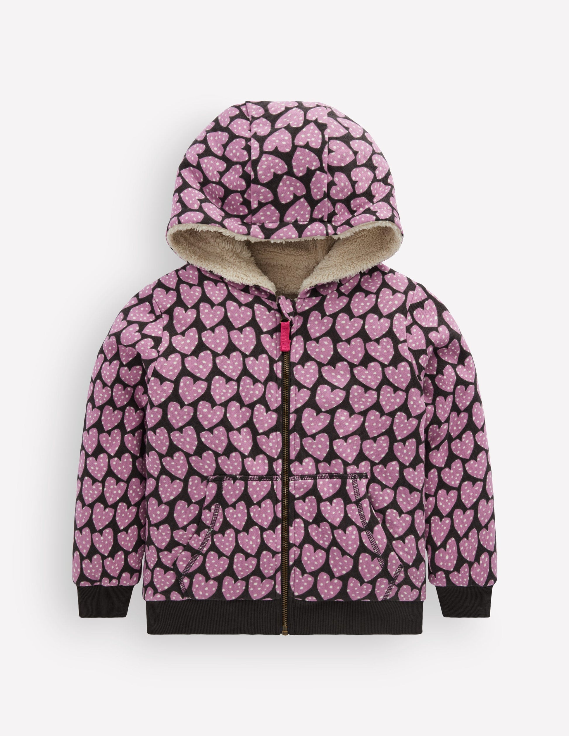 Wendbarer Teddy-Kapuzenpullover-Lila Herzen-2