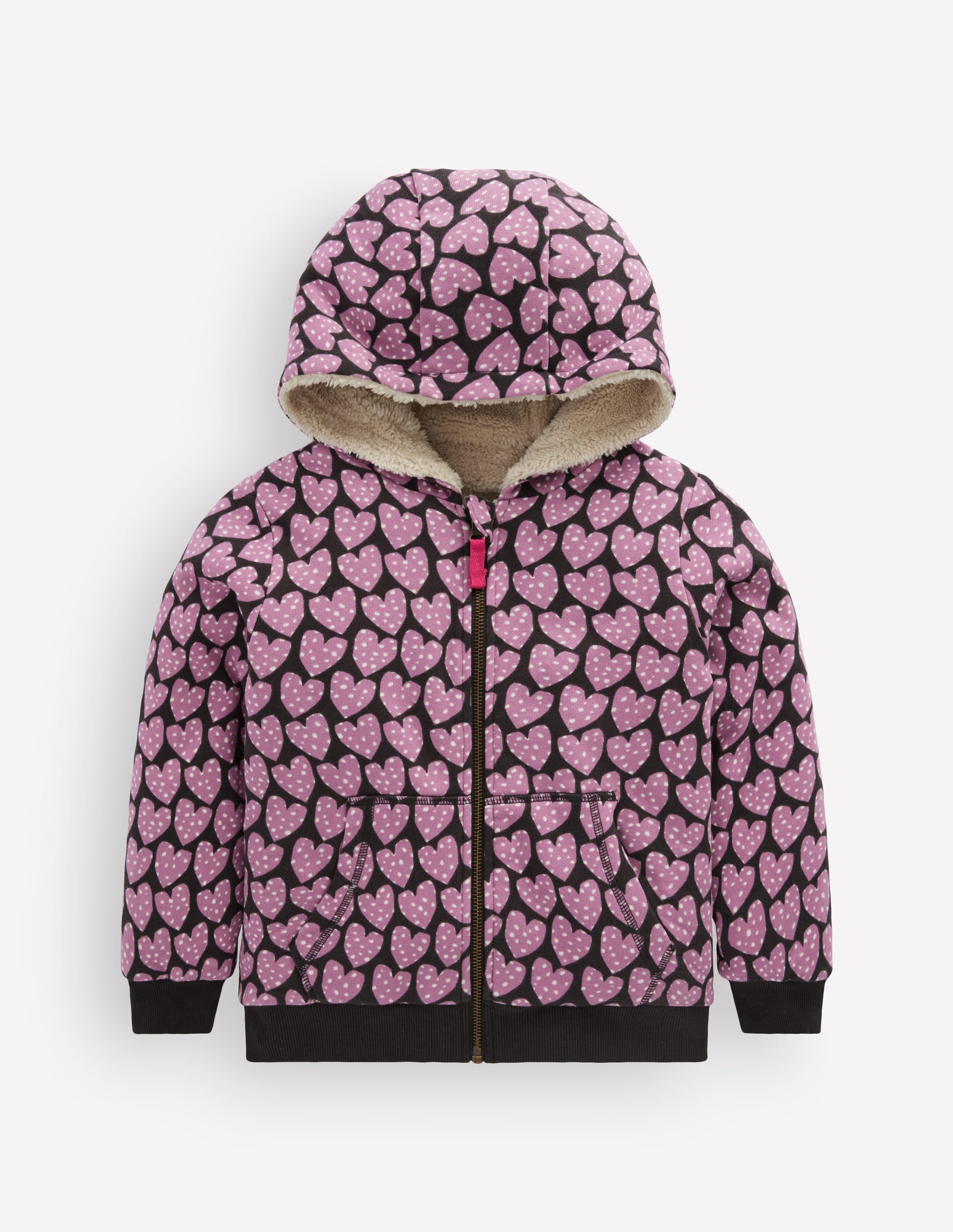 Wendbarer Teddy-Kapuzenpullover-Lila Herzen - Image 2