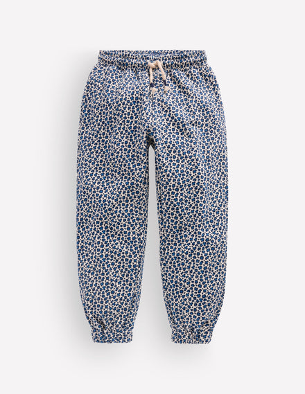 Bas de jogging fun imprimé-Blanc calico/léopard bleu