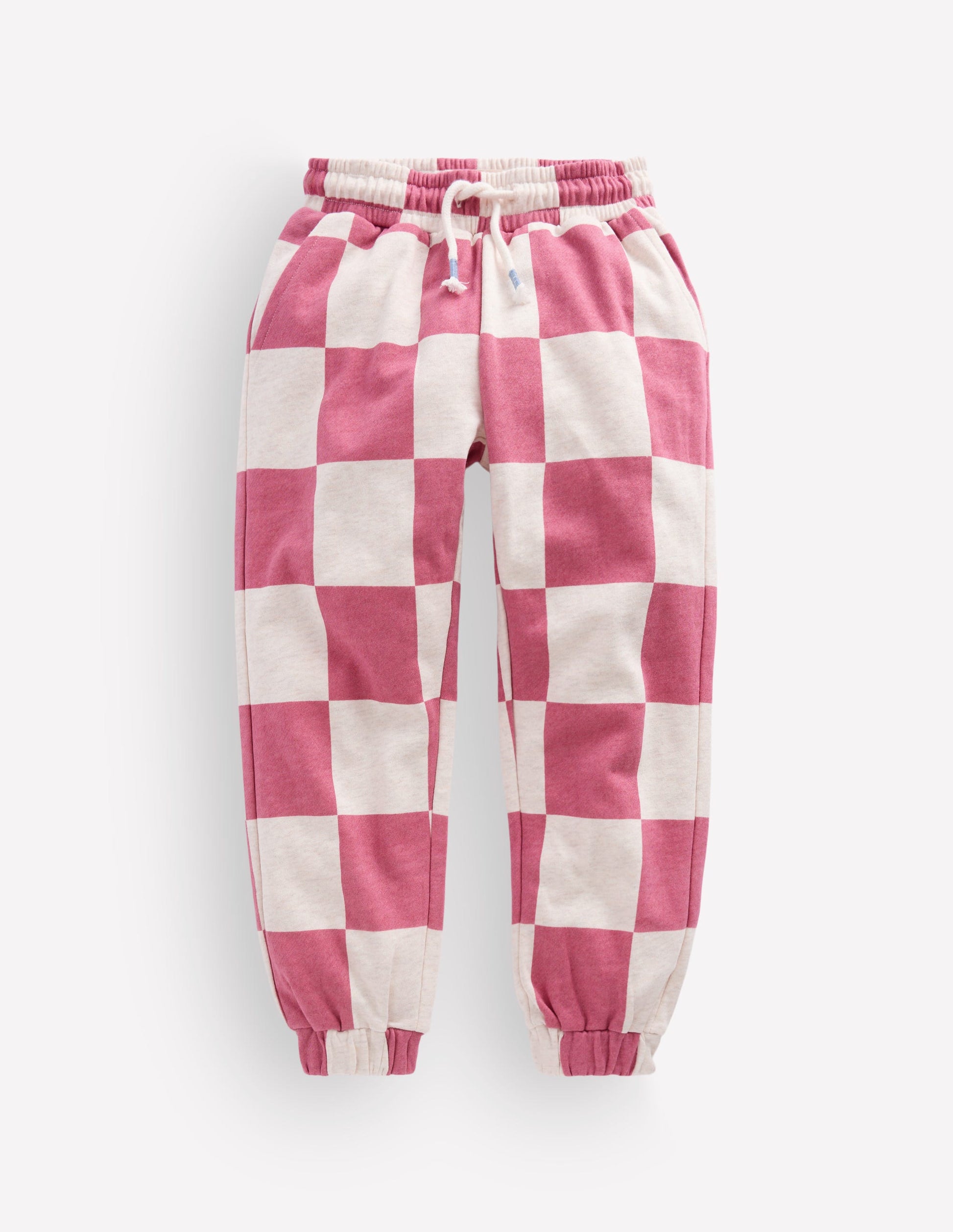 Fröhlich bedruckte Jogginghose-Rosa Schachbrettmuster-1