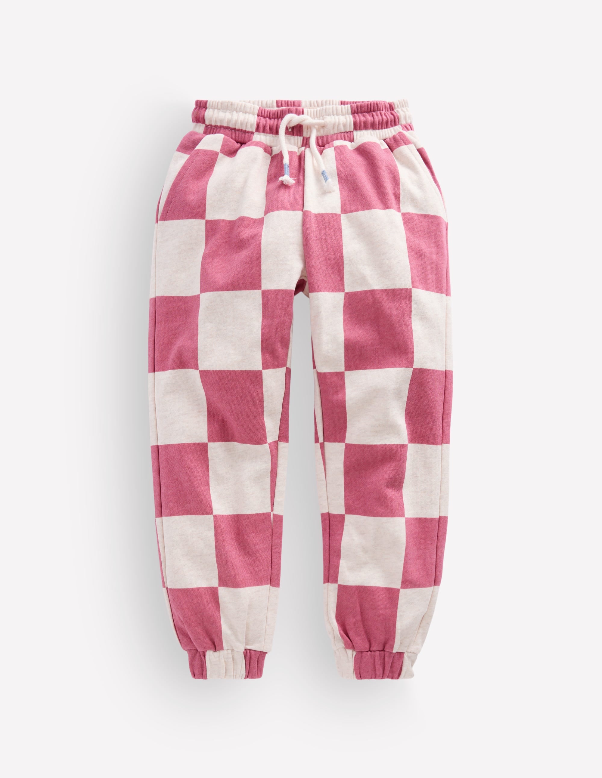 Fröhlich bedruckte Jogginghose-Rosa Schachbrettmuster - Image 1