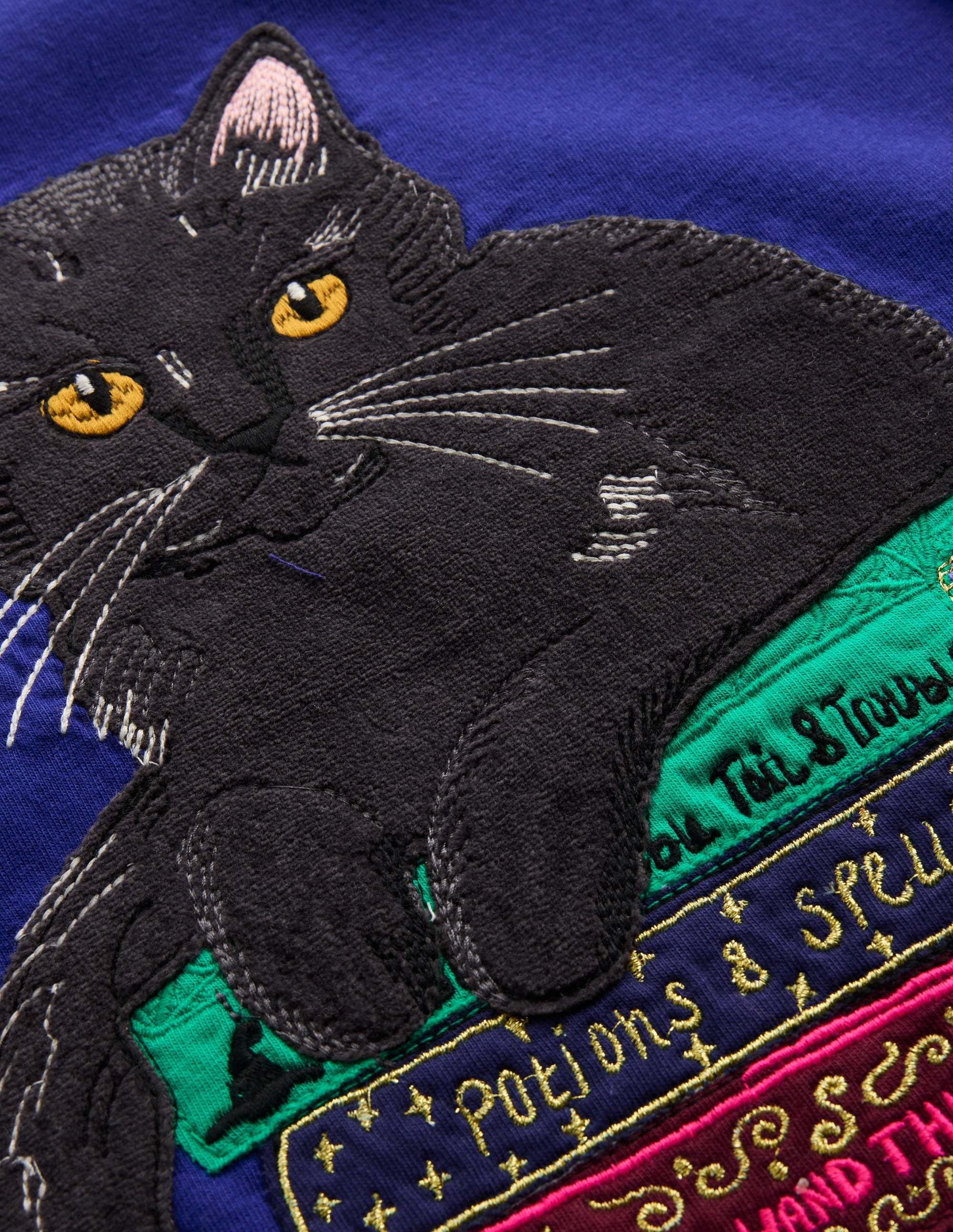 Langarmshirt mit Puffärmeln und Applikation-Leuchtendes Blau Katze - Image 5