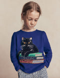 Langarmshirt mit Puffärmeln und Applikation-Leuchtendes Blau Katze