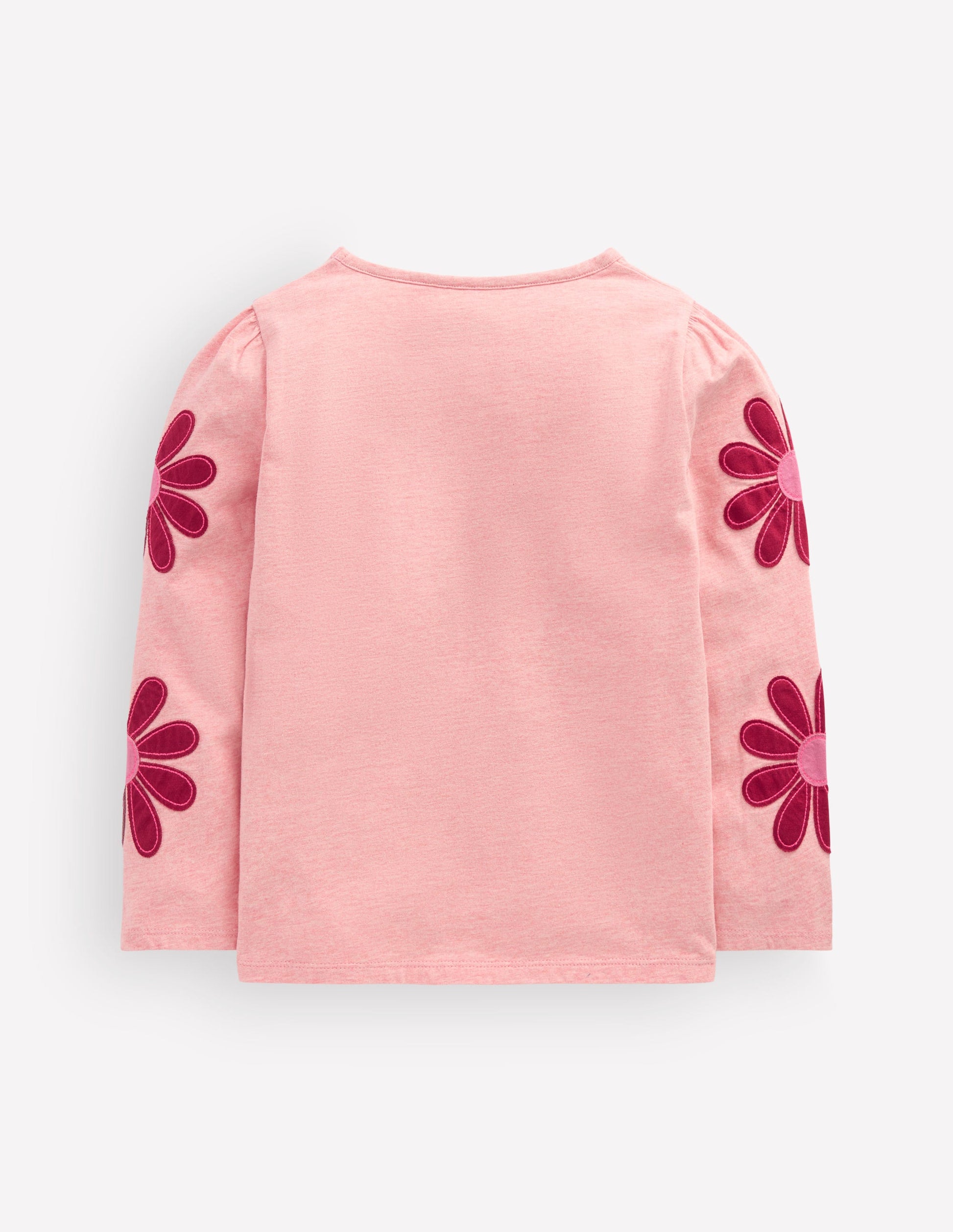 Langarmshirt mit Puffärmeln und Applikation-Rosa Meliert Blumen-2