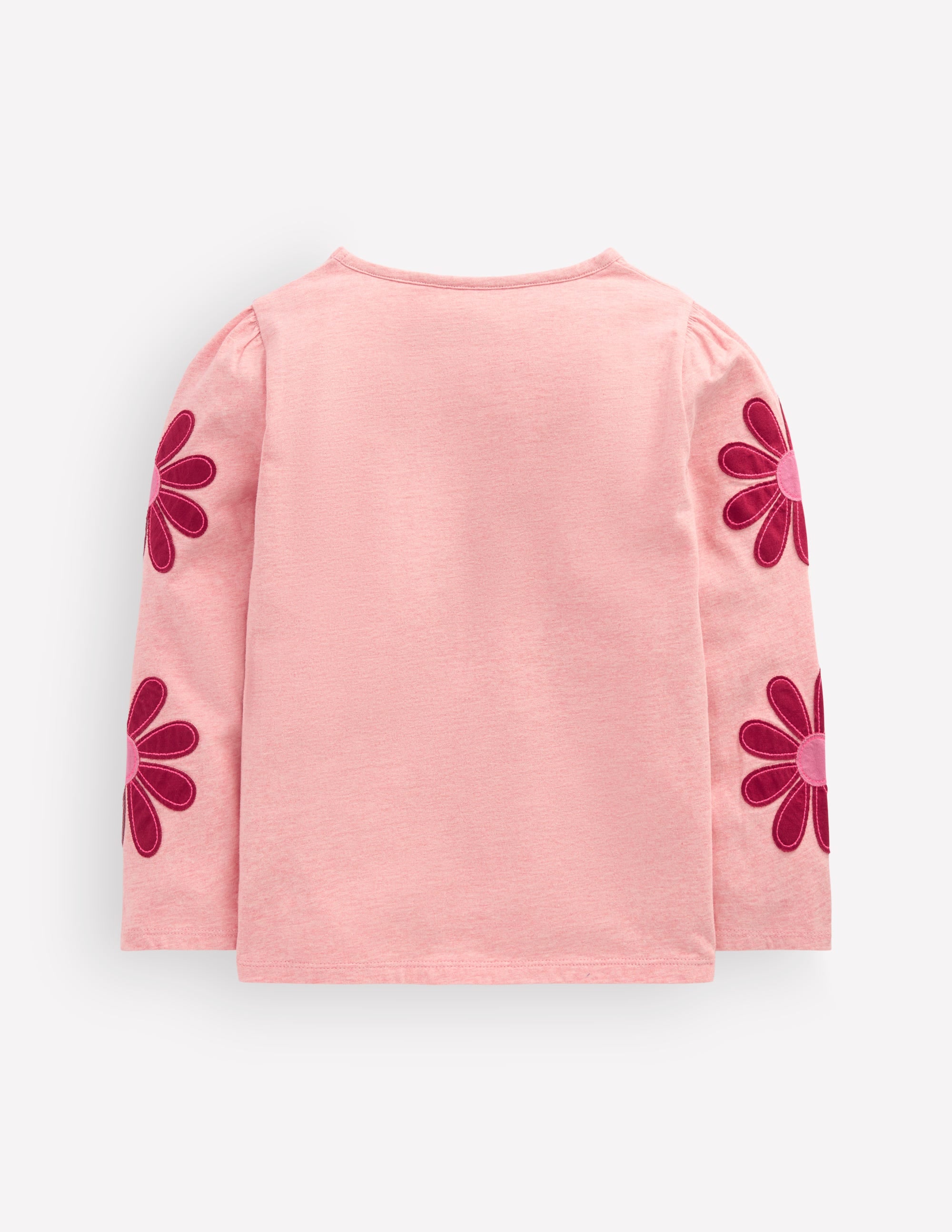 Langarmshirt mit Puffärmeln und Applikation-Rosa Meliert Blumen - Image 2