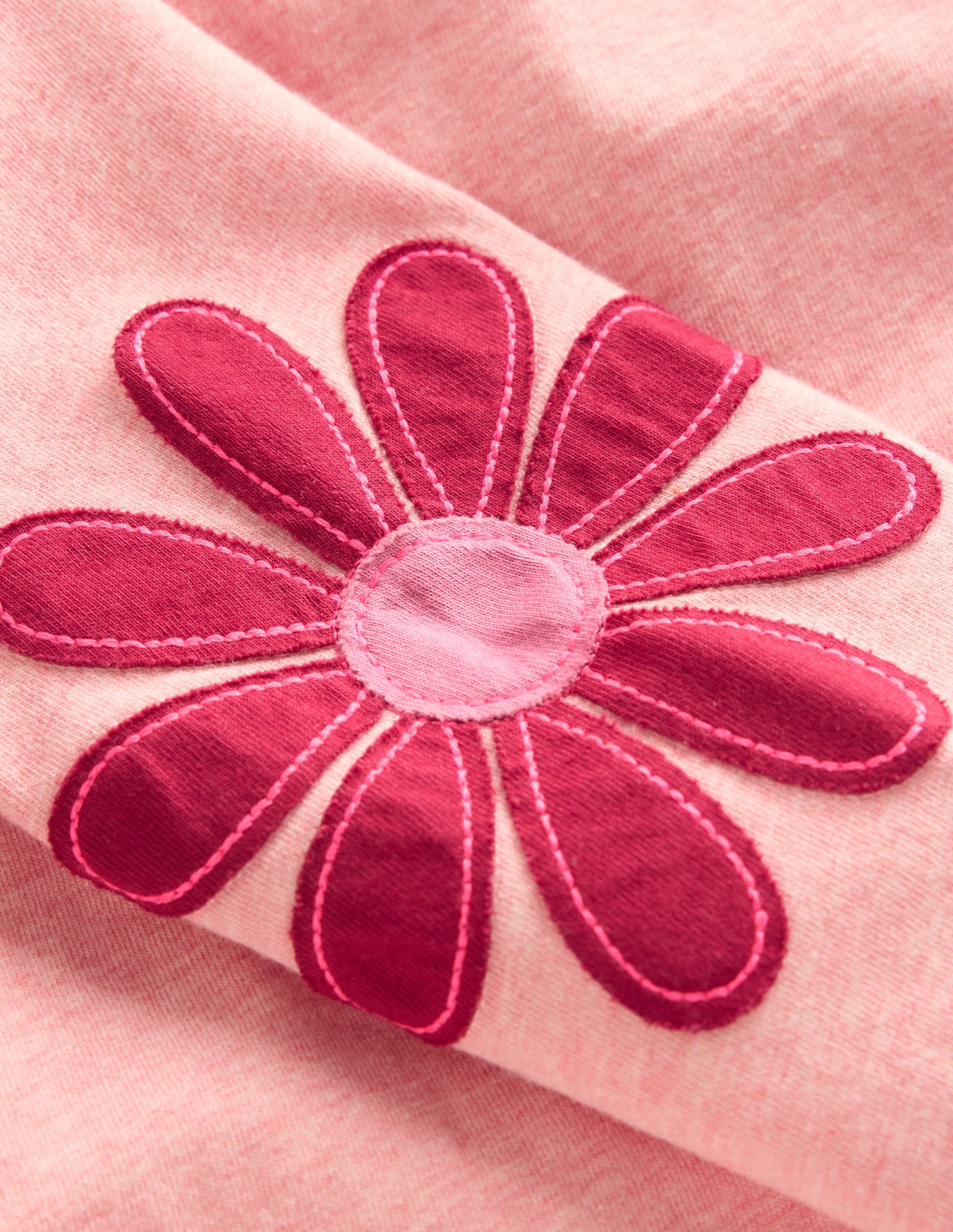 Langarmshirt mit Puffärmeln und Applikation-Rosa Meliert Blumen-3