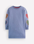 Lockeres Ami Sweatshirt-Kleid-Blau Herzstickerei